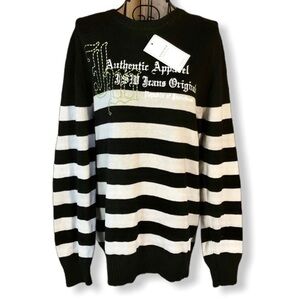 Jeanswest Striped Pullover Sweater Black Tan Size Small NEW